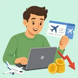 Illustration av hur du bokar billiga flygbiljetter
