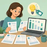 Person jämför elavtal och elpriser vid en dator med elräkningar på bordet.