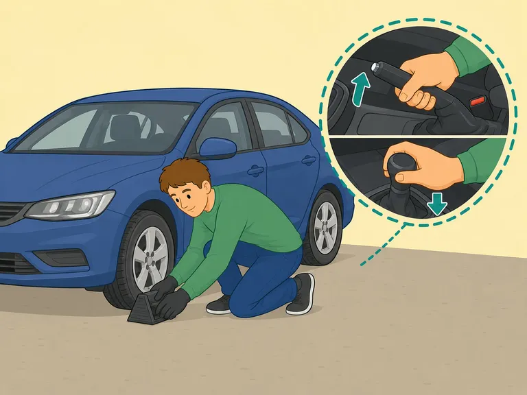 Parkera bilen plant och säkra den ordentligt