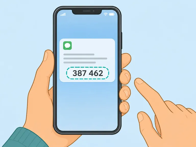 Mobiltelefon som visar ett SMS-meddelande med en aktiveringskod markerad med en cirkel.