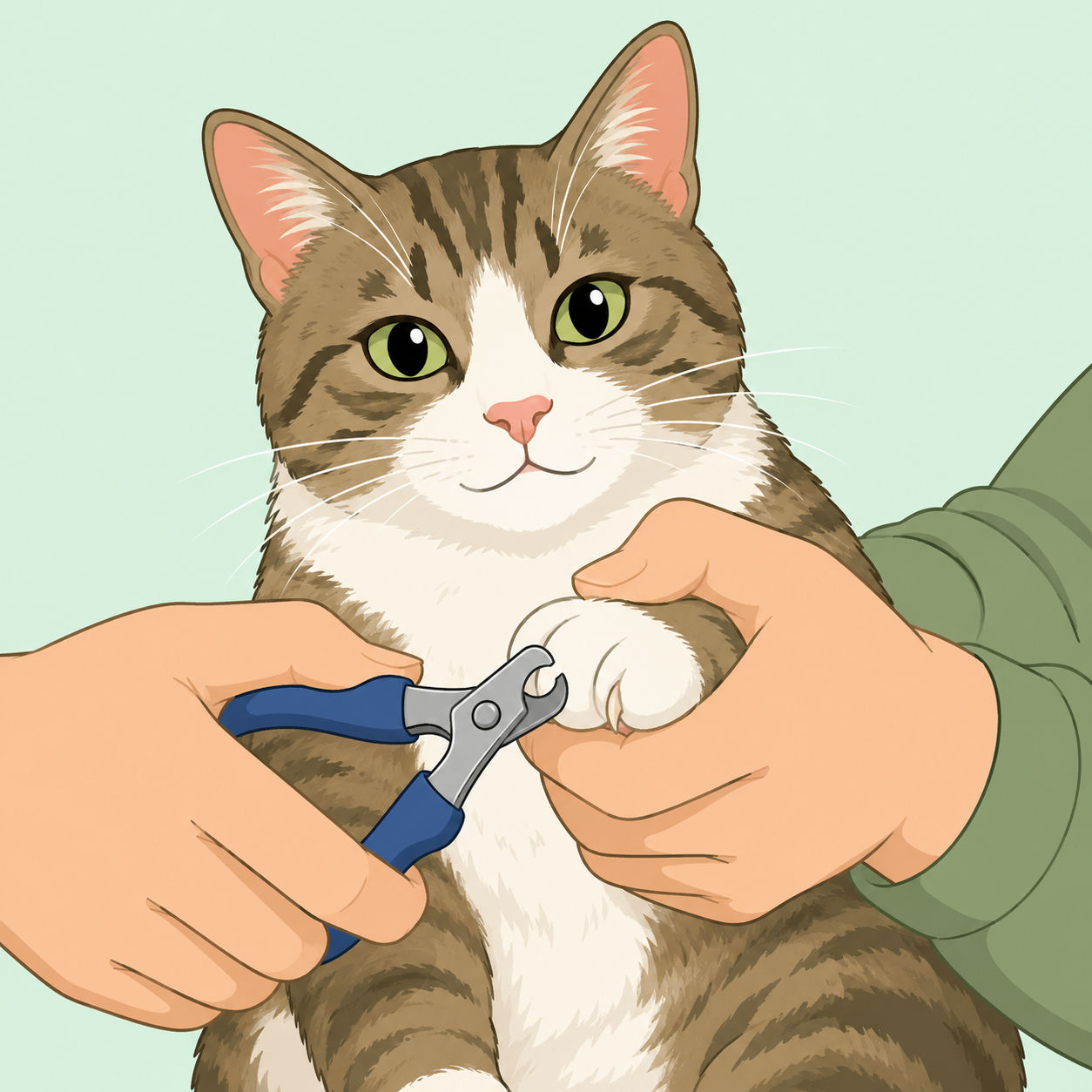 Illustration av hur du klipper kattens klor