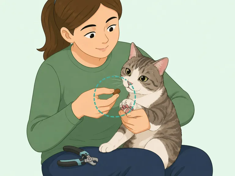 Belöna katten direkt efter varje klo
