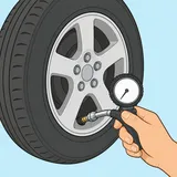 Illustration av hur man kontrollerar däcktrycket