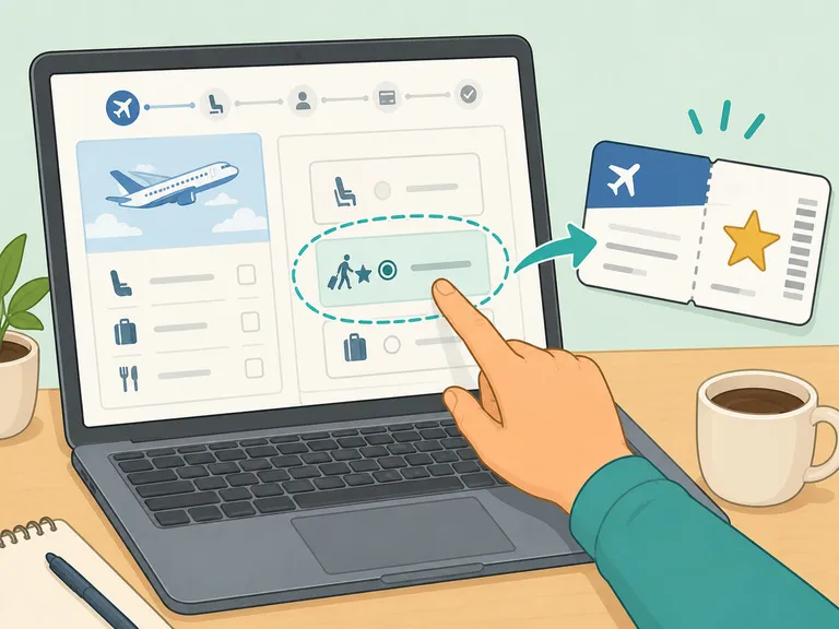 Person köper Priority Boarding online vid bokning av Ryanair-flyg.