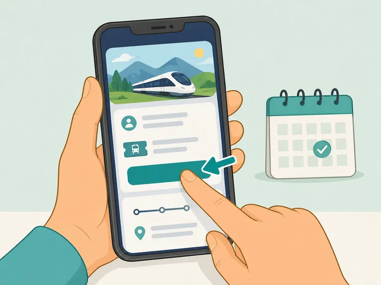 Person aktiverar sitt interrail-pass i Rail Planner-appen på sin mobiltelefon.
