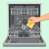 Illustration av hur du rengör diskmaskinen
