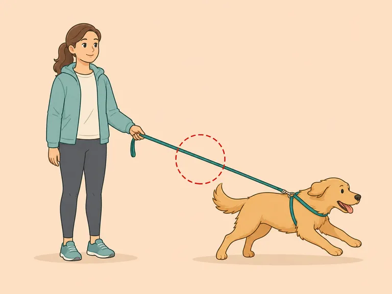 Person stannar och planterar fötterna när hunden drar i kopplet