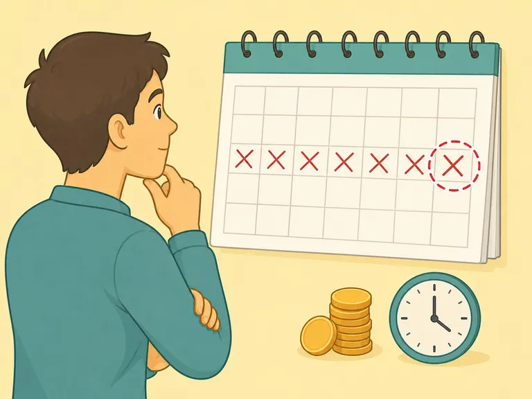 En person planerar semesterdagar och slutdatum på en kalender.