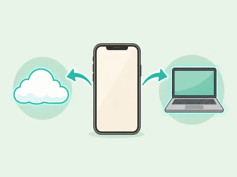 Val av säkerhetskopieringsmetod: iCloud-moln eller dator illustrerade med ikoner.