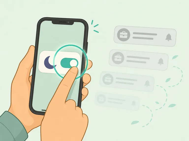 En person aktiverar störningsfri tid på sin telefon efter arbetstid.