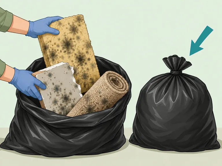 Mögeldrabbade porösa material som läggs i förseglade plastsäckar.